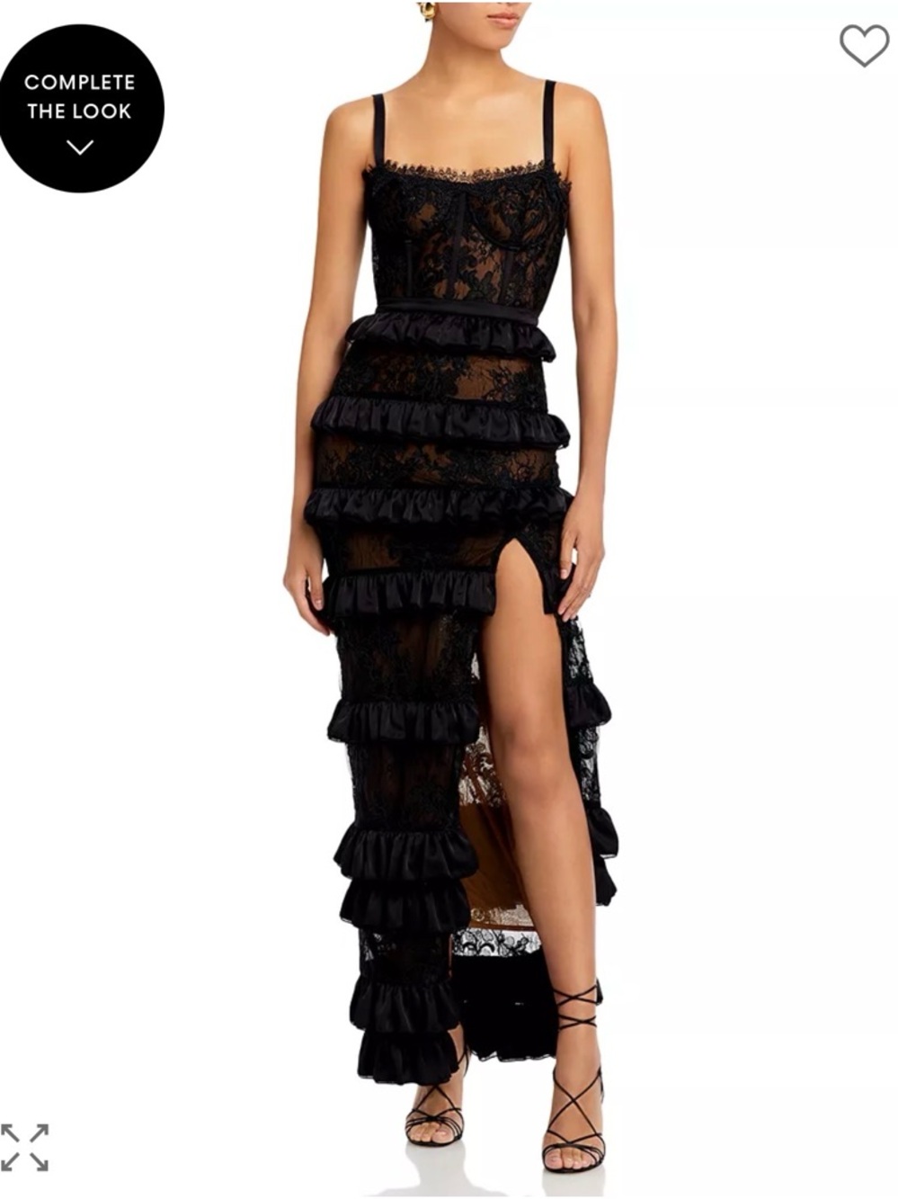 V. Chapman Cassia Lace Ruffle Tiered Maxi Dress with Side Slit MSRP $545